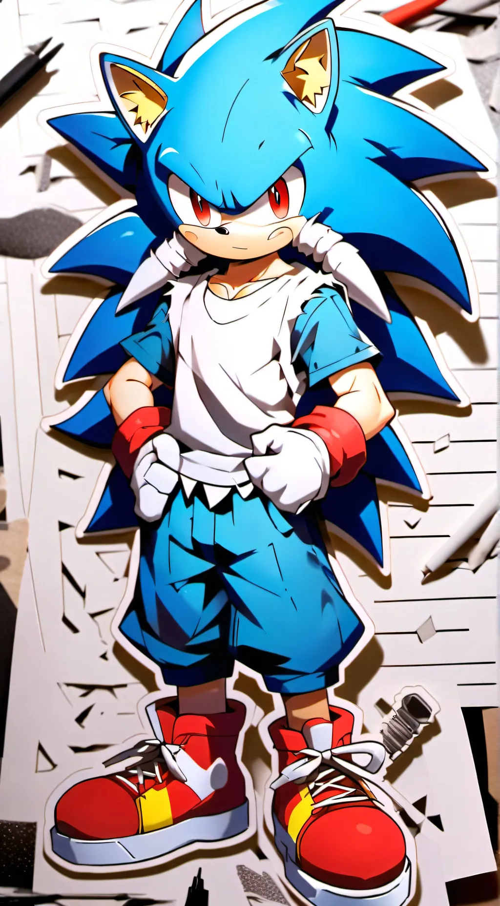 ai character: sonic 10 yrs fixed background