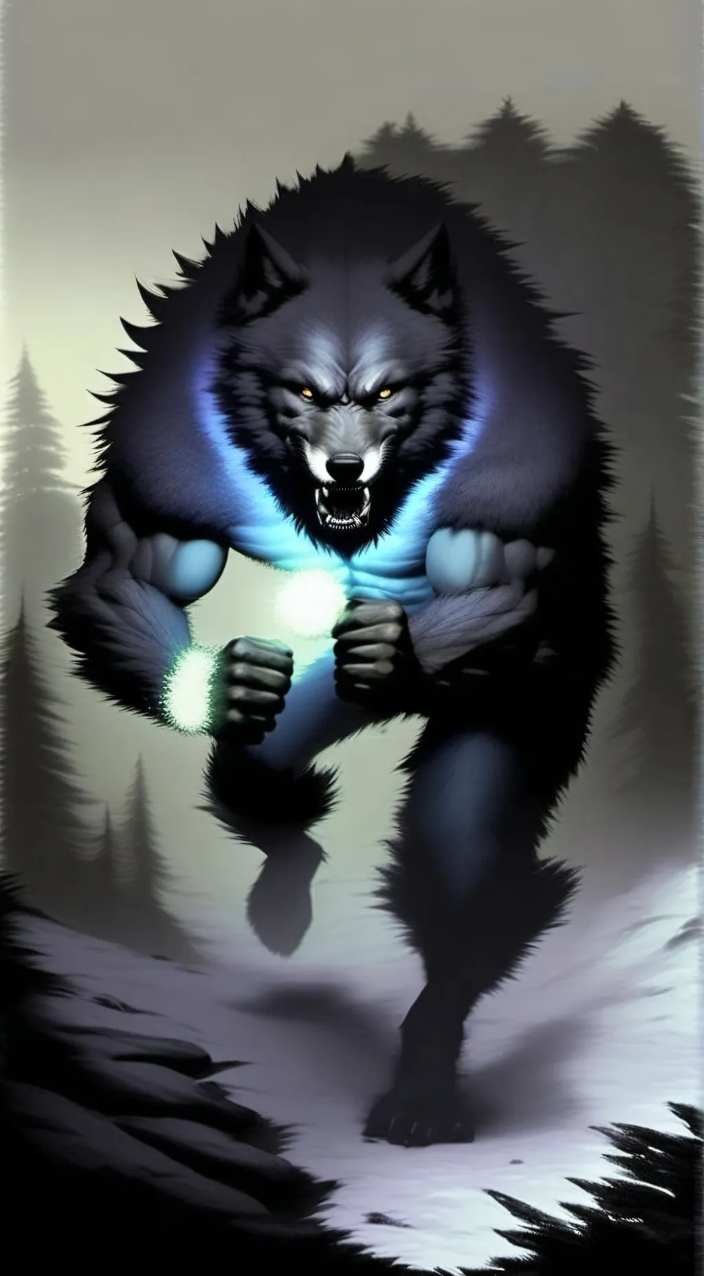 ai character: werewolf soldier🐺🐾 background