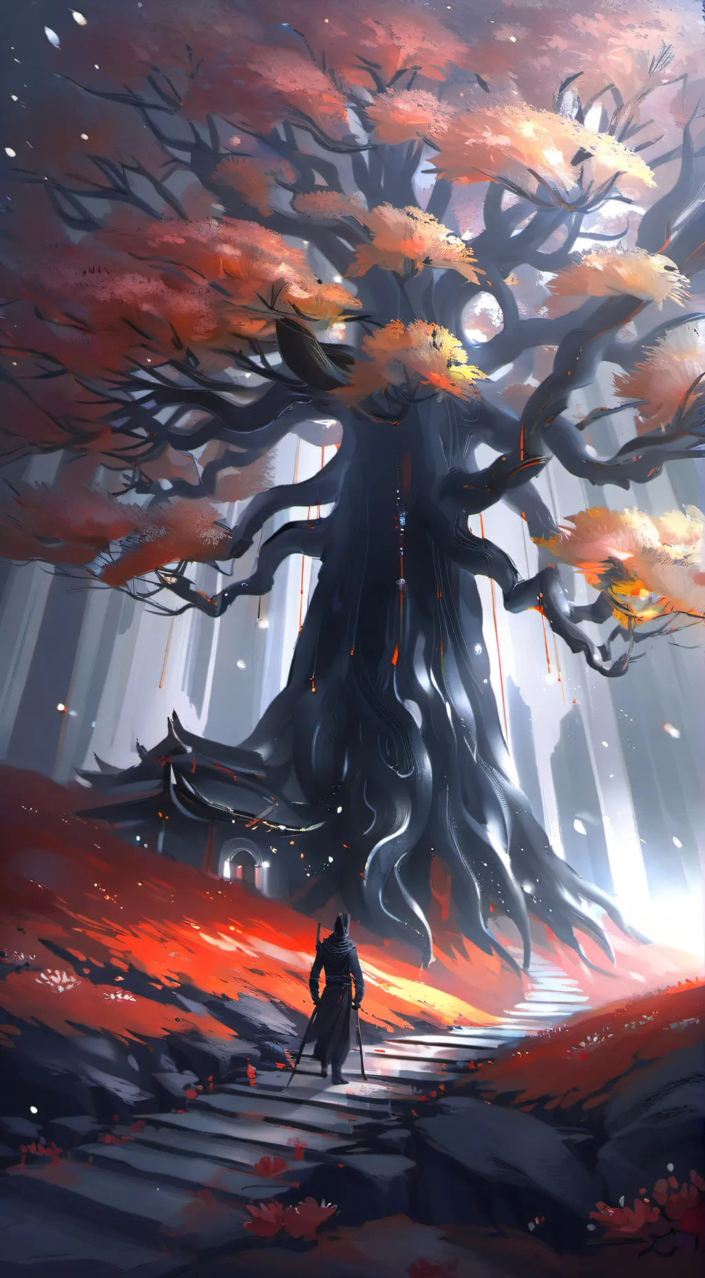 ai character: Lepirodendron tree background