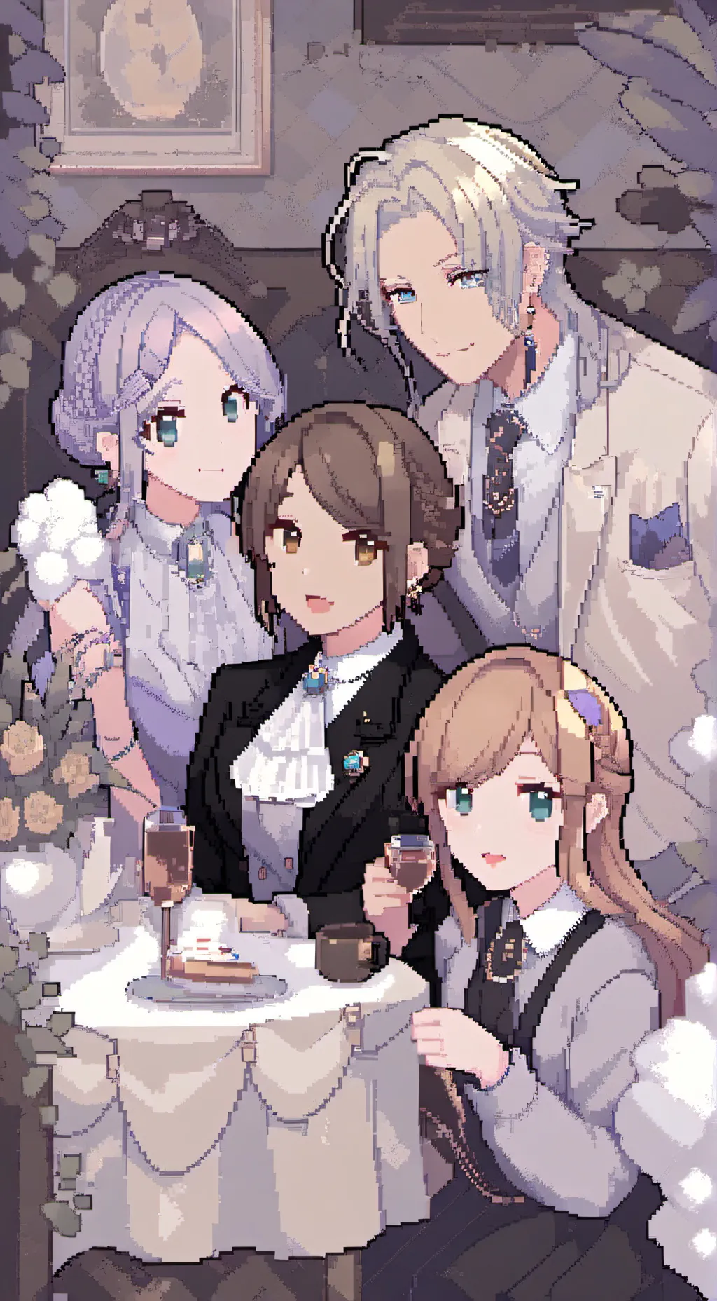 ai character: kyle,elsa,rose,kim background