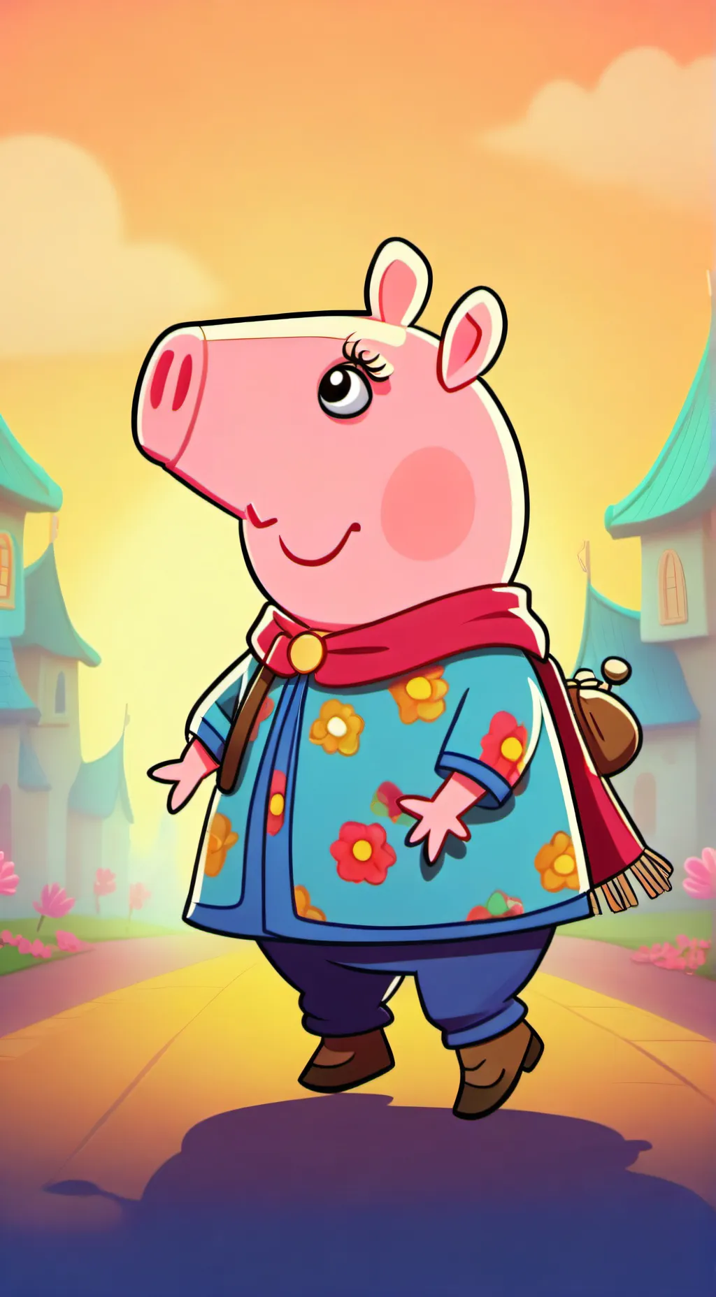 ai character: Peppa pig  background