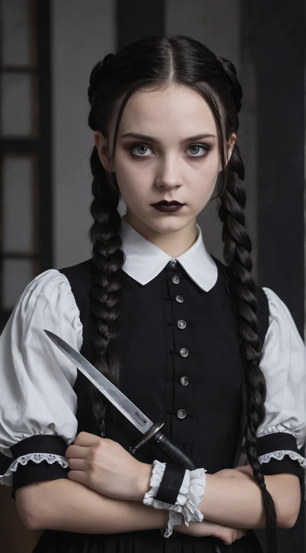 ai character: Wednesday Addams background