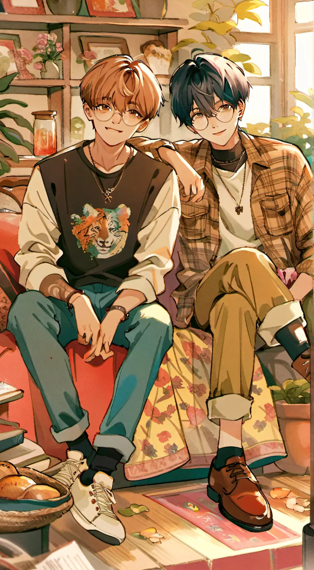 ai character: Sam and Colby  background