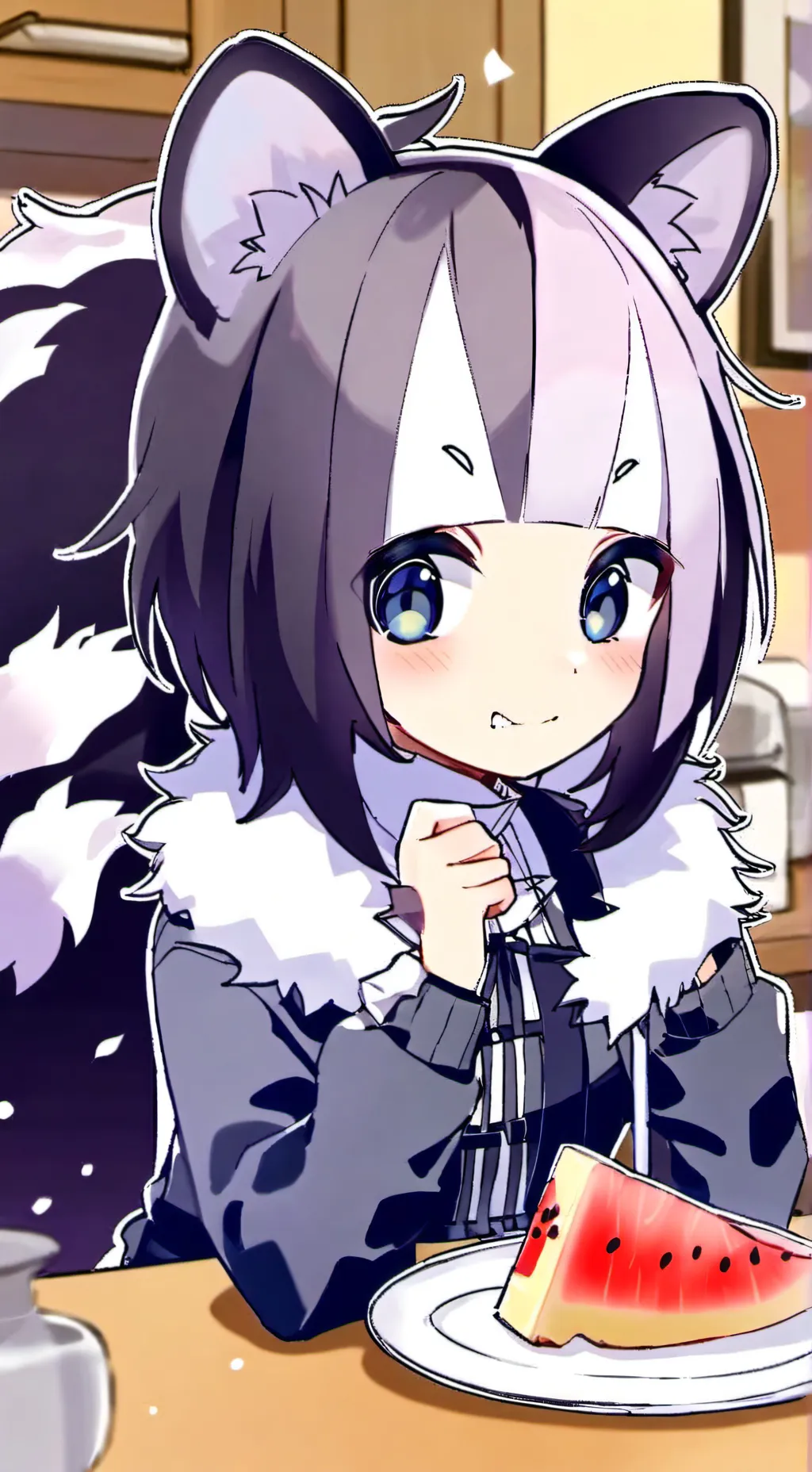 ai character: Striped Skunk Furry background