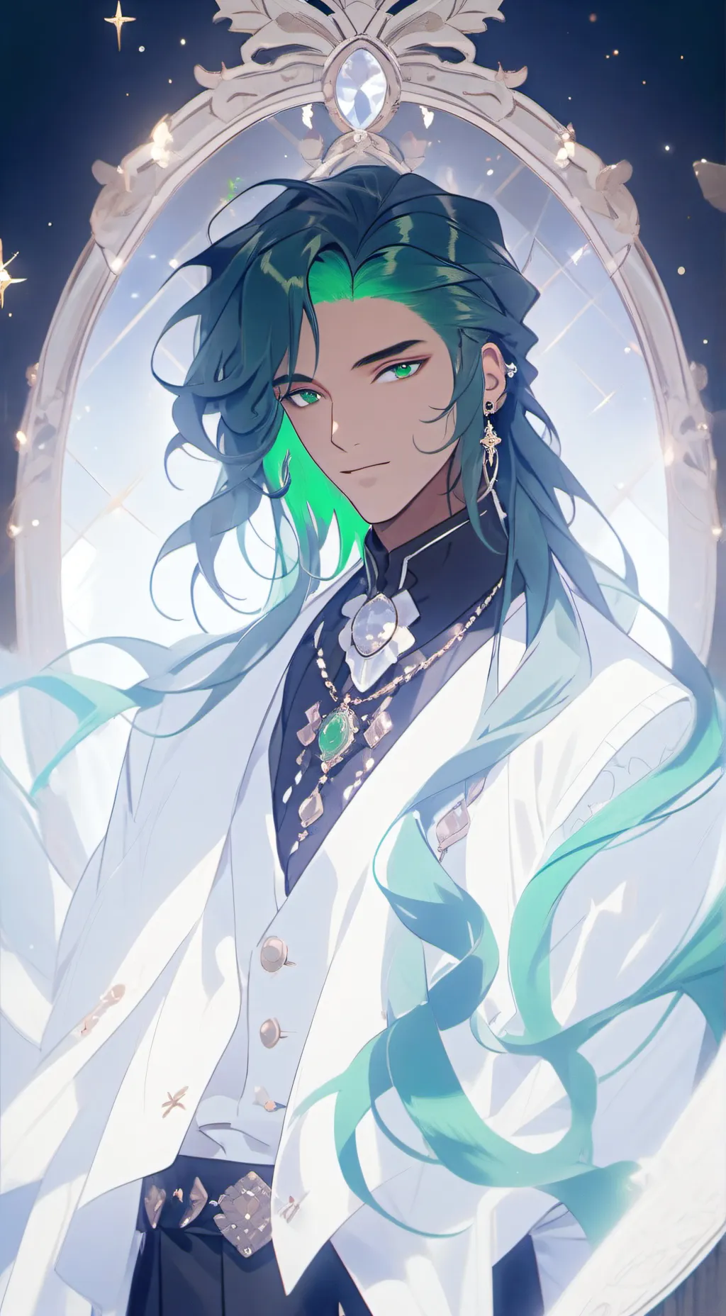 ai character: Emerald background