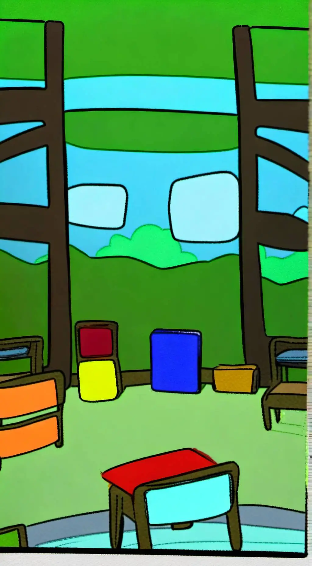 ai character: cartoon school background