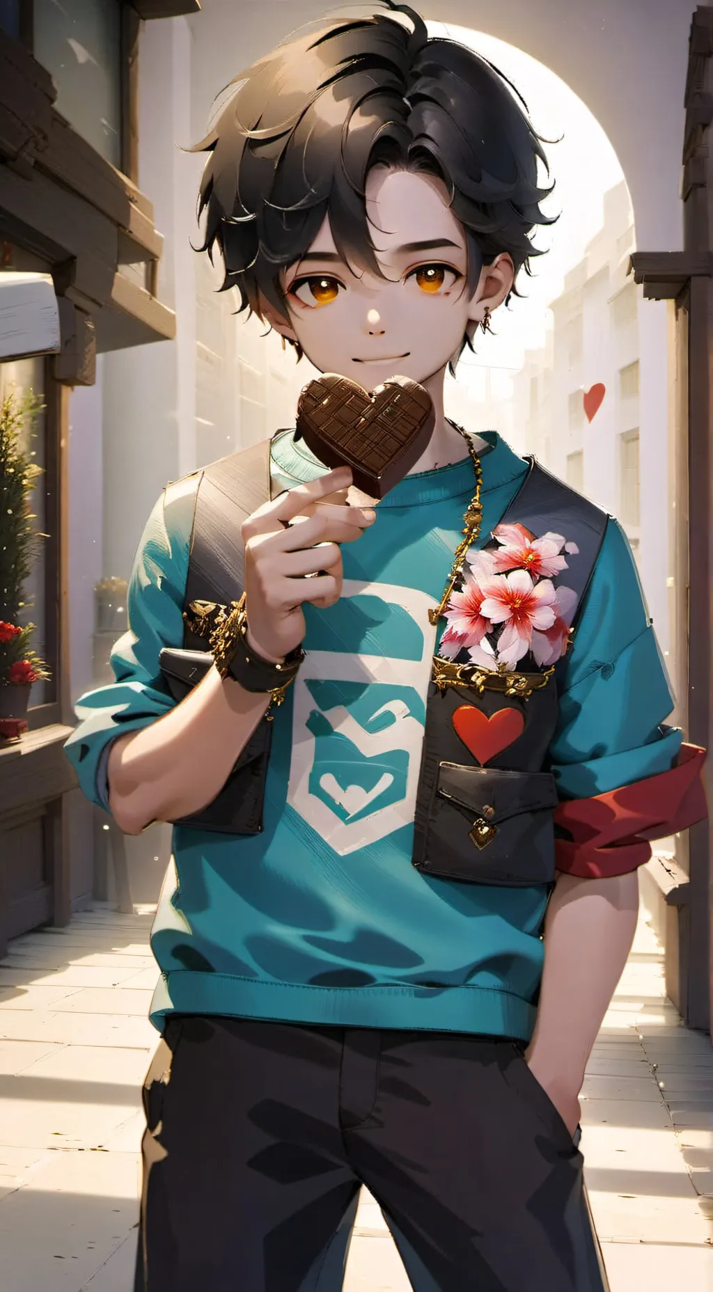 ai character: San Valentín  background