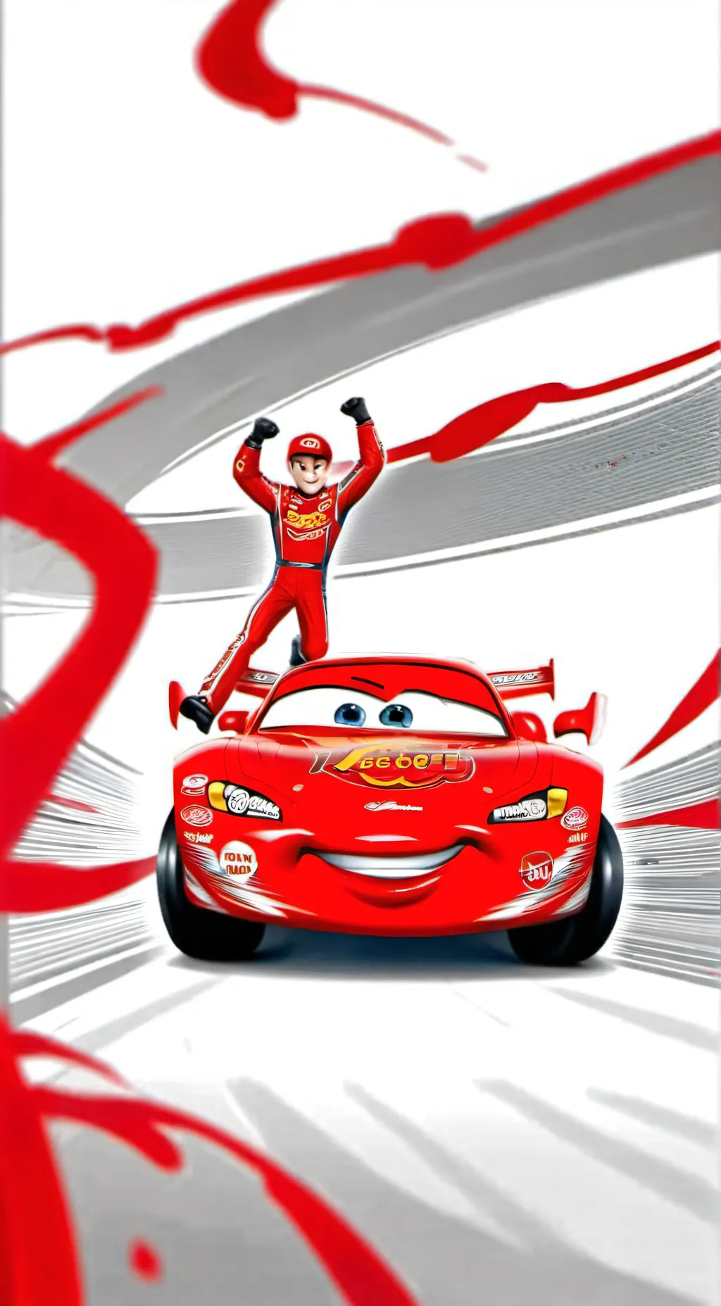 ai character: lightning McQueen background