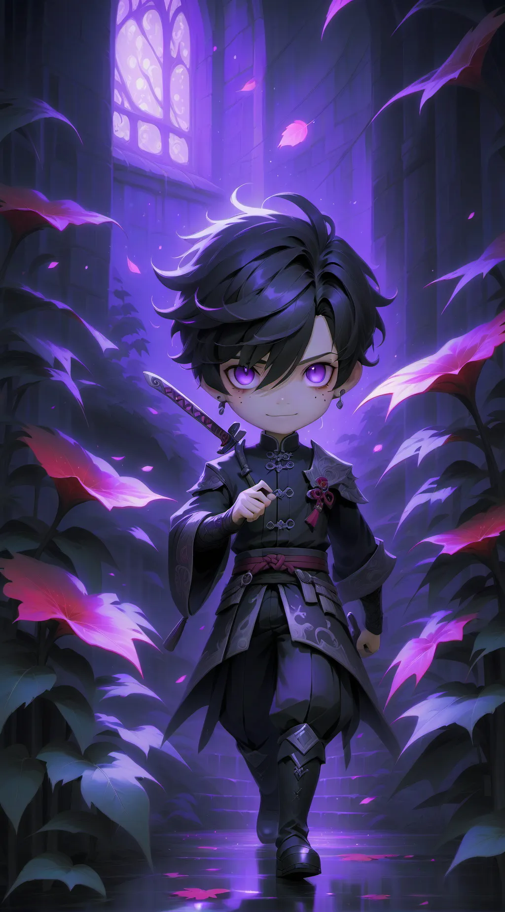 ai character: leafy x teardrop background