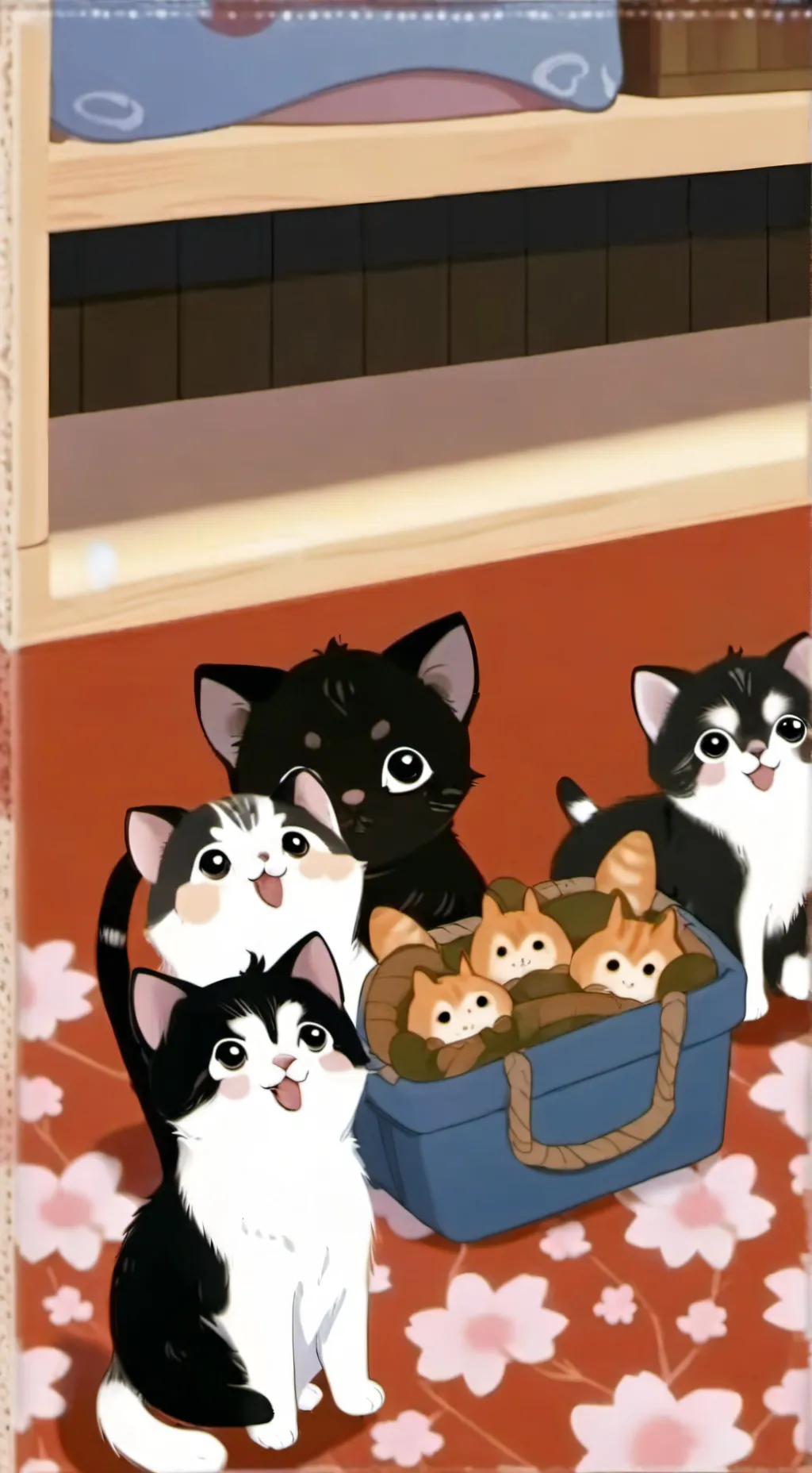 ai character: Kittens in rain background