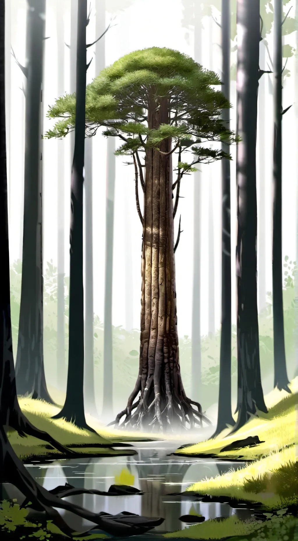 ai character: lepidodendron tree background