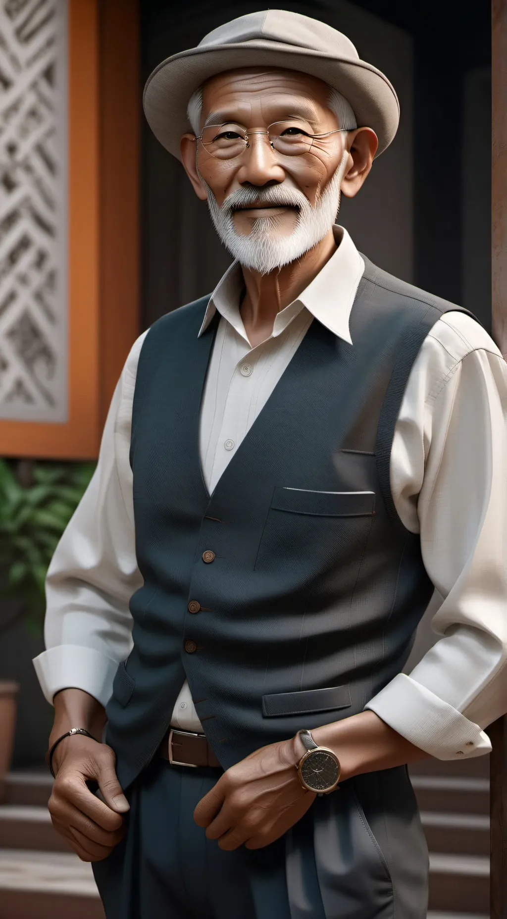 ai character: Old grandpa background
