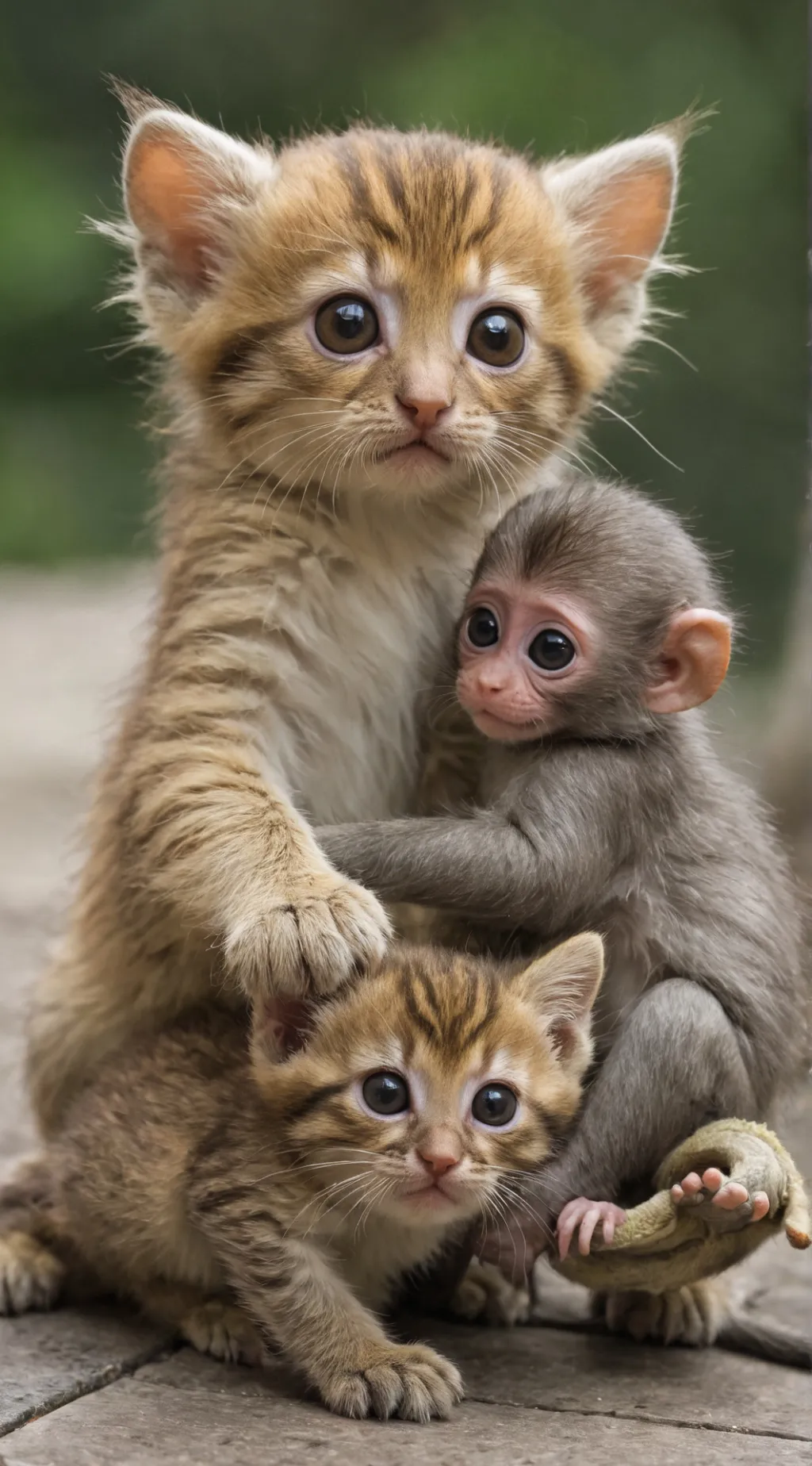 ai character: Kitten and monkey background
