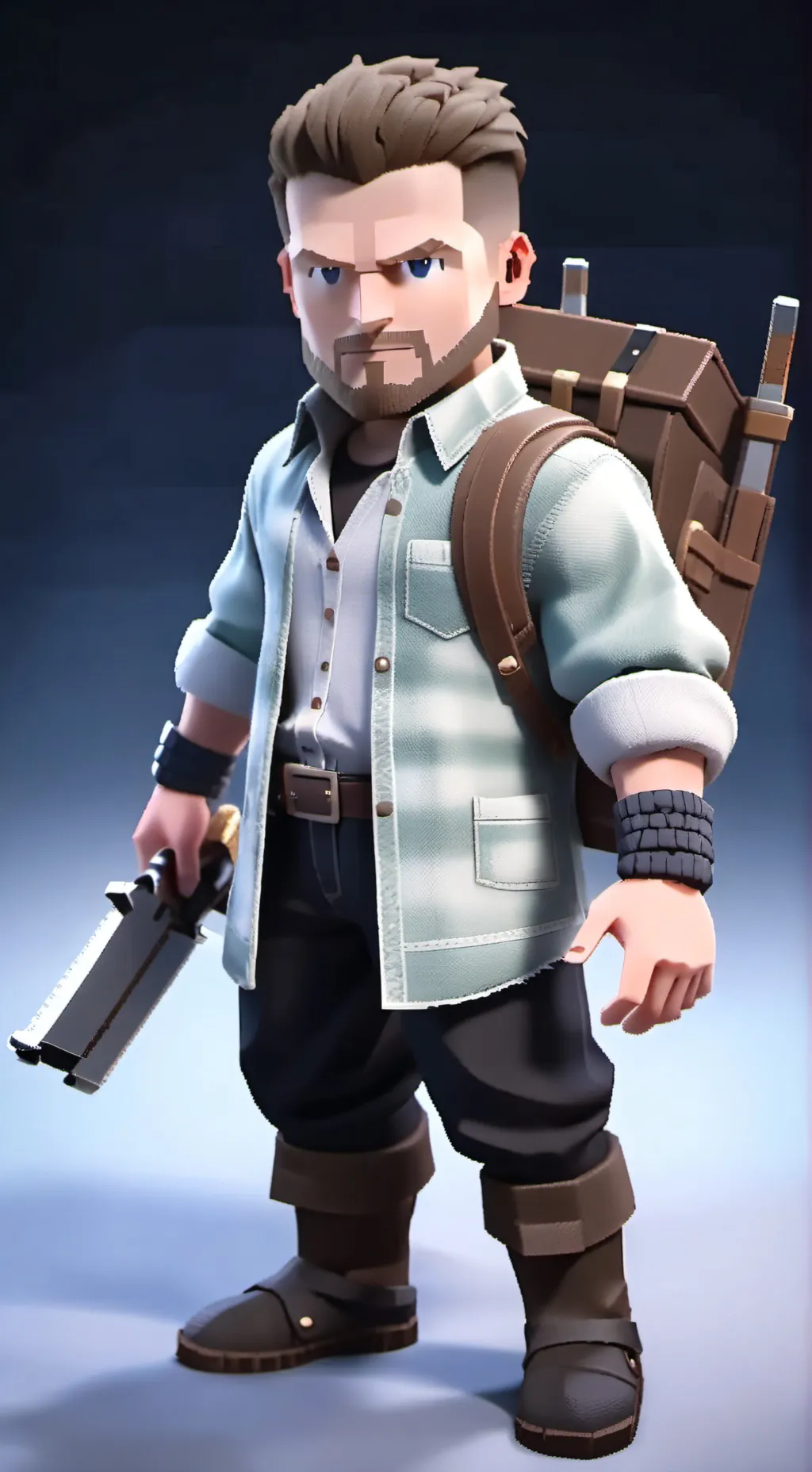 ai character: mincraft steve  background