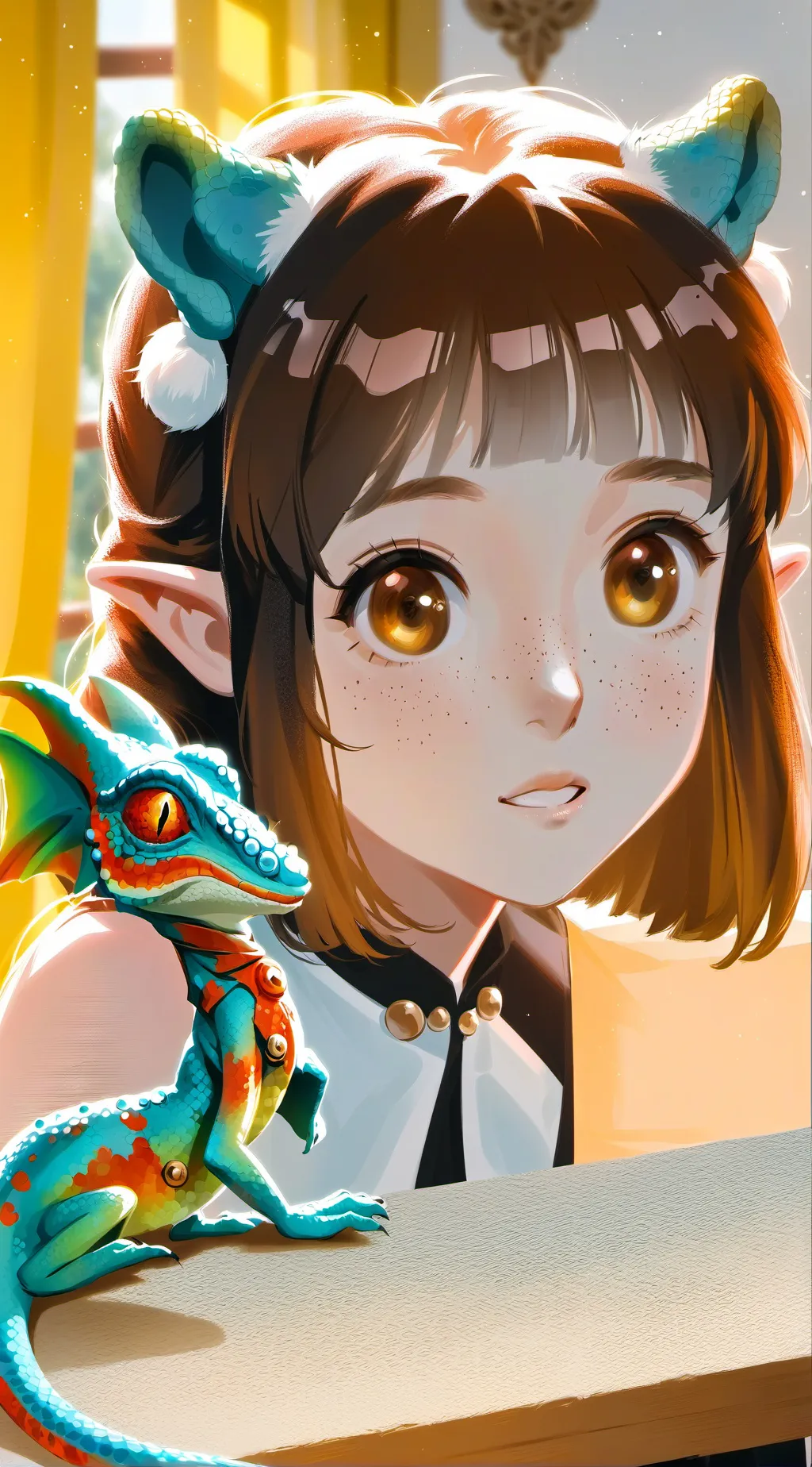 ai character: Yuri the Chameleon Furry background
