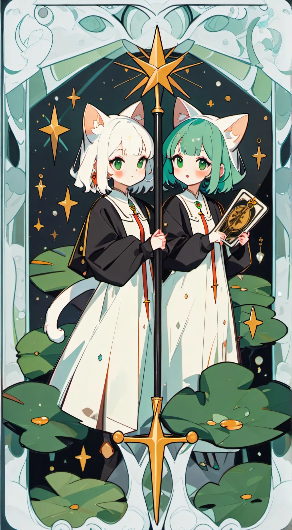 ai character: 2 cat Girls background