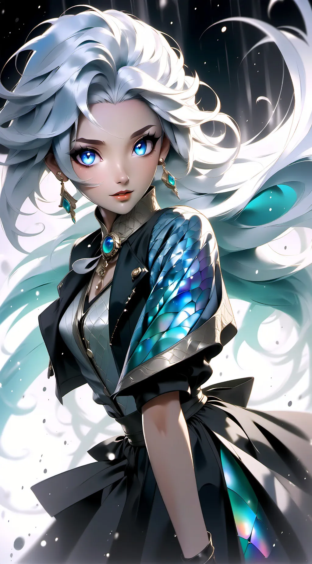 ai character: snow  background