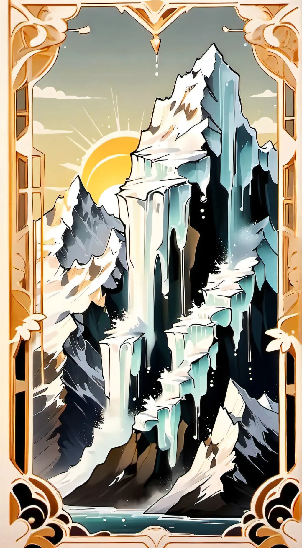 ai character: Sun set background