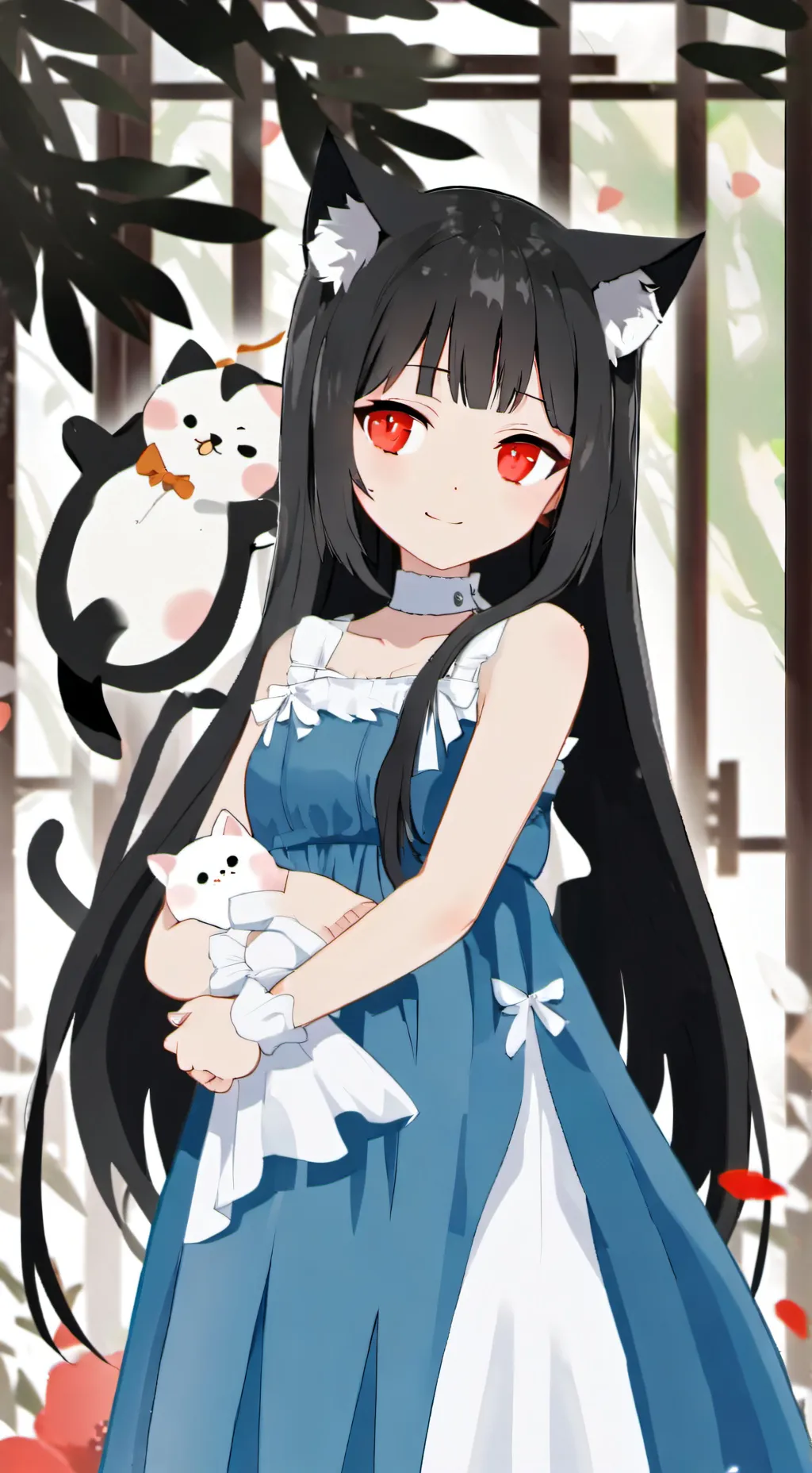ai character: pregnant uwu cat  background