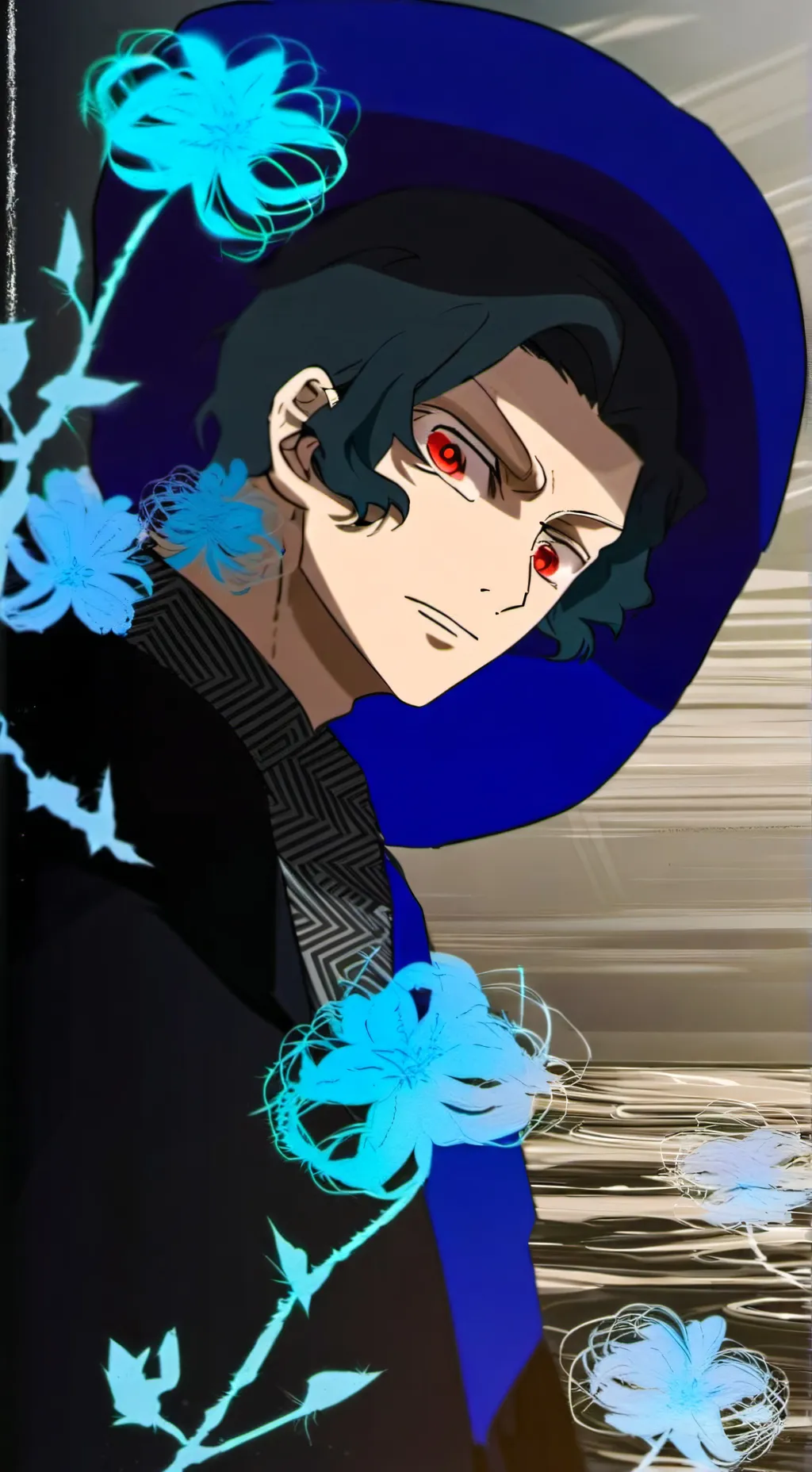ai character: muzan et lune sup  background