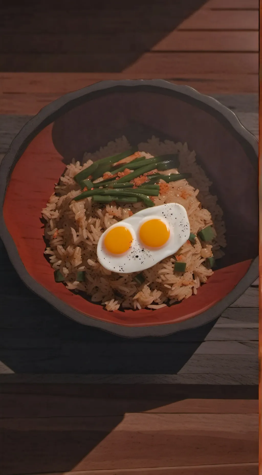 ai character: fried rice background