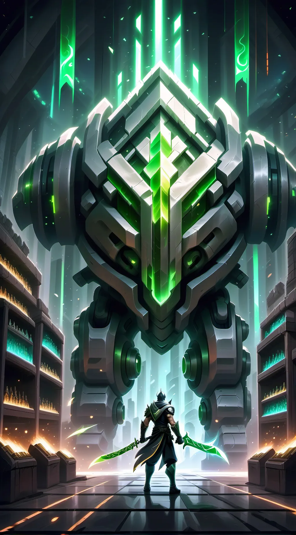 ai character: green light  background