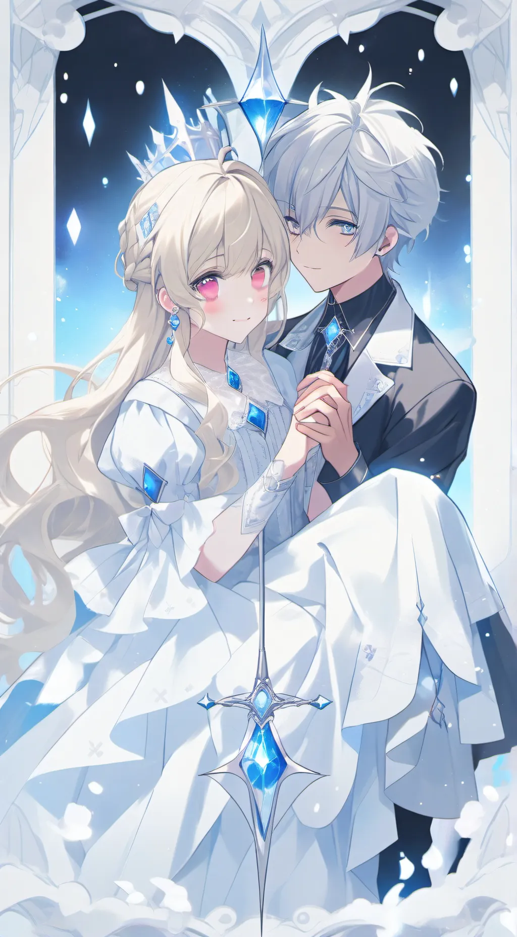 ai character: ice and fire background