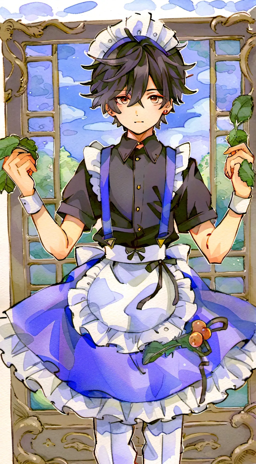 ai character: maid giyuu  background