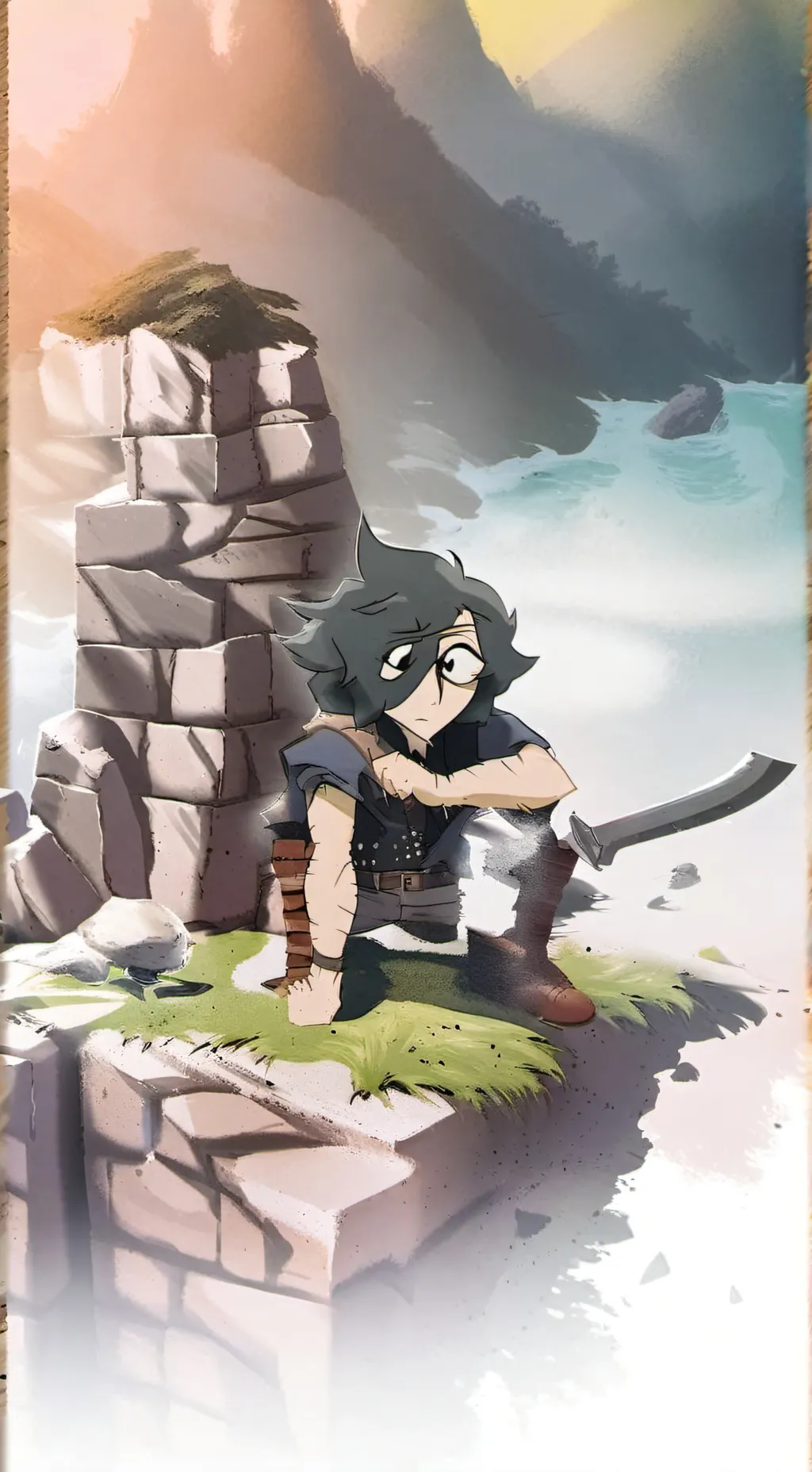 ai character:  Stone background