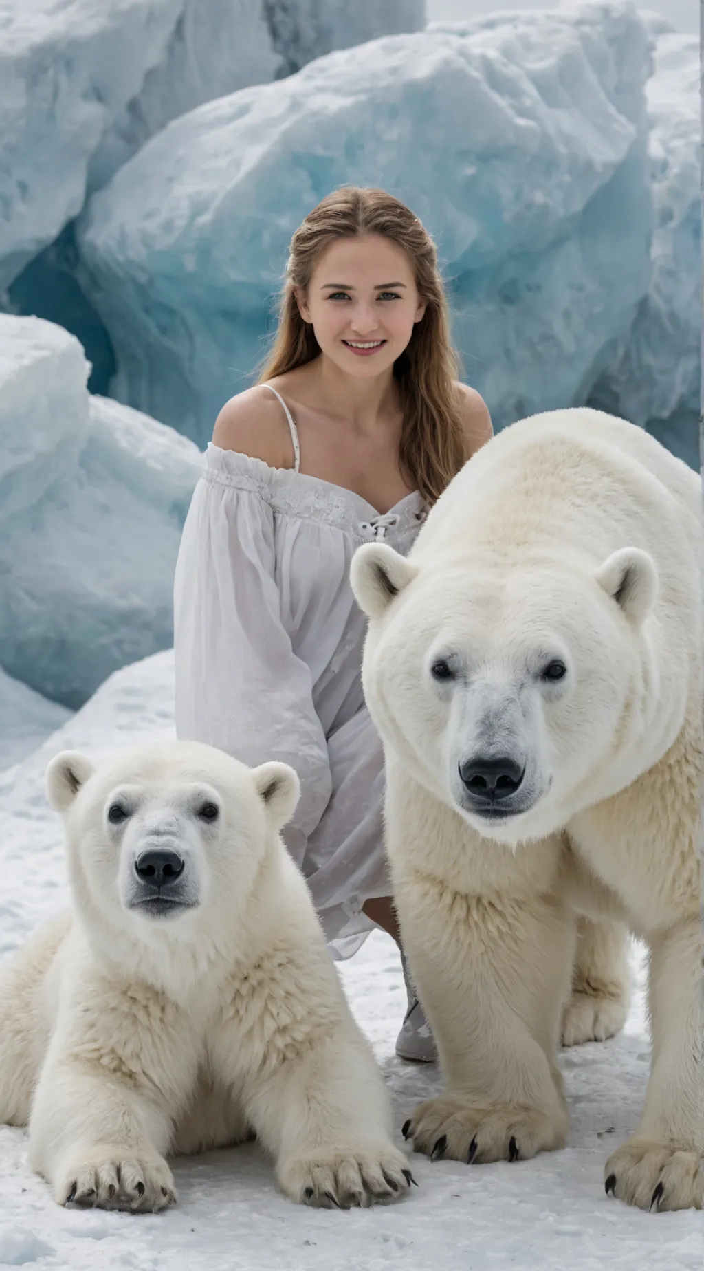ai character: Polar bear queen background