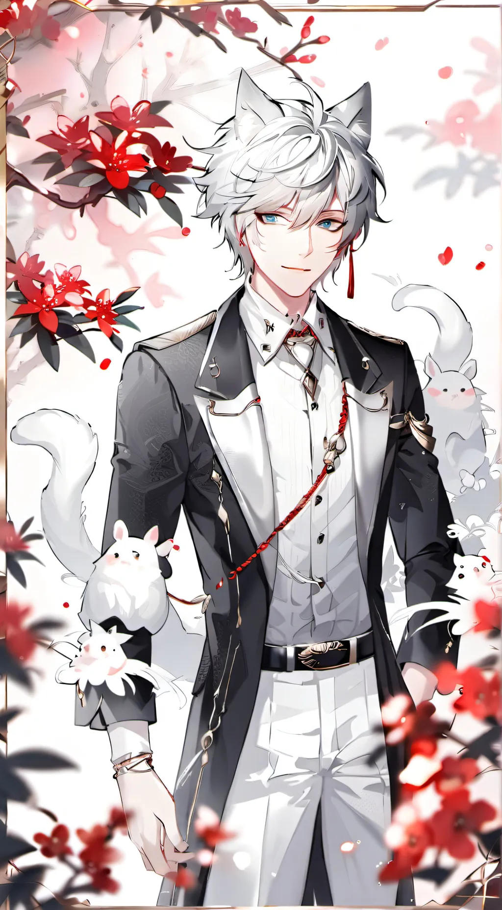 ai character: cat blanc background