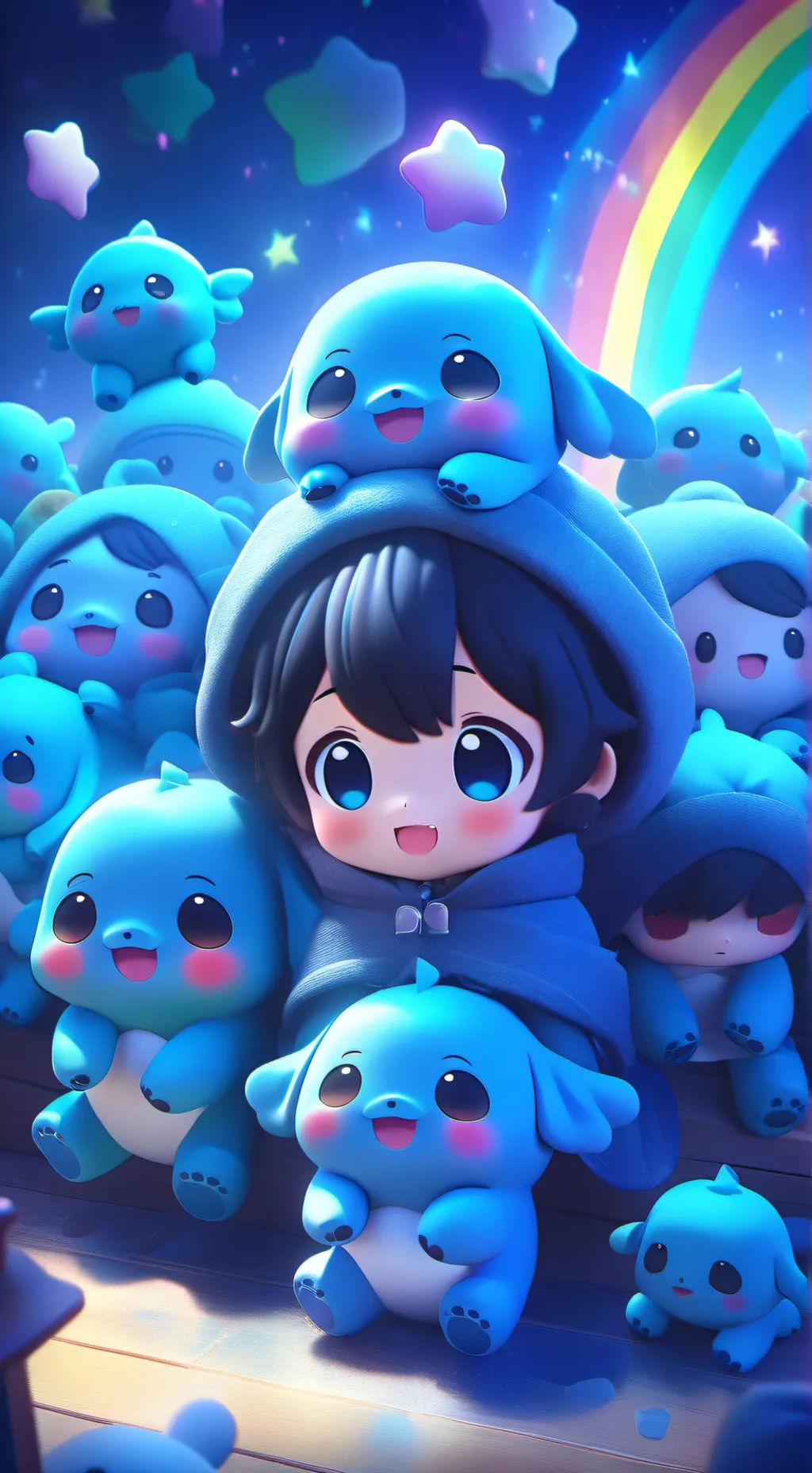 ai character: plushie family  background