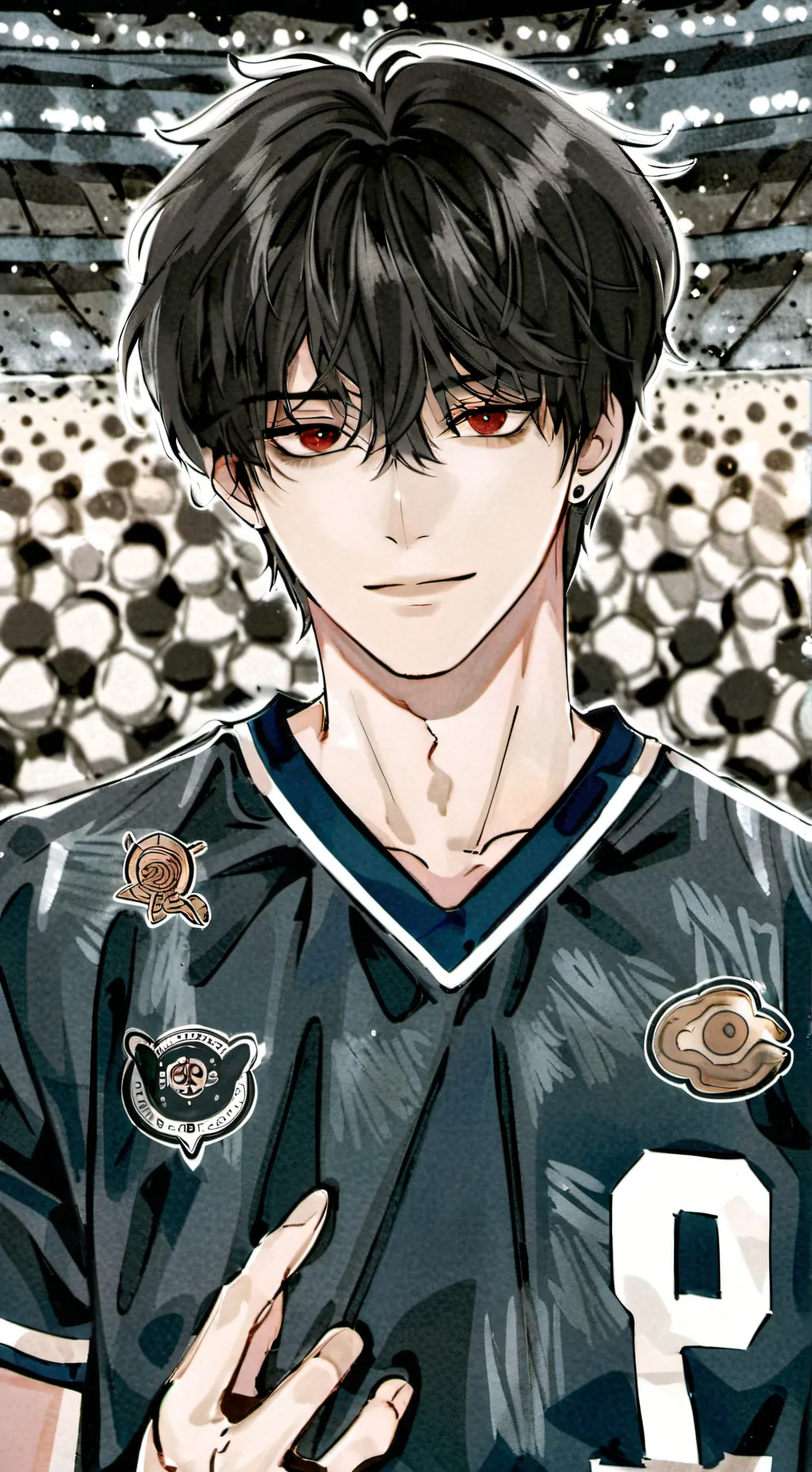 ai character: Soccer playerx emo background