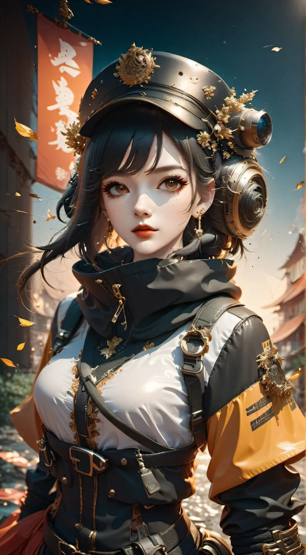 ai character: r6 beanie girl  background