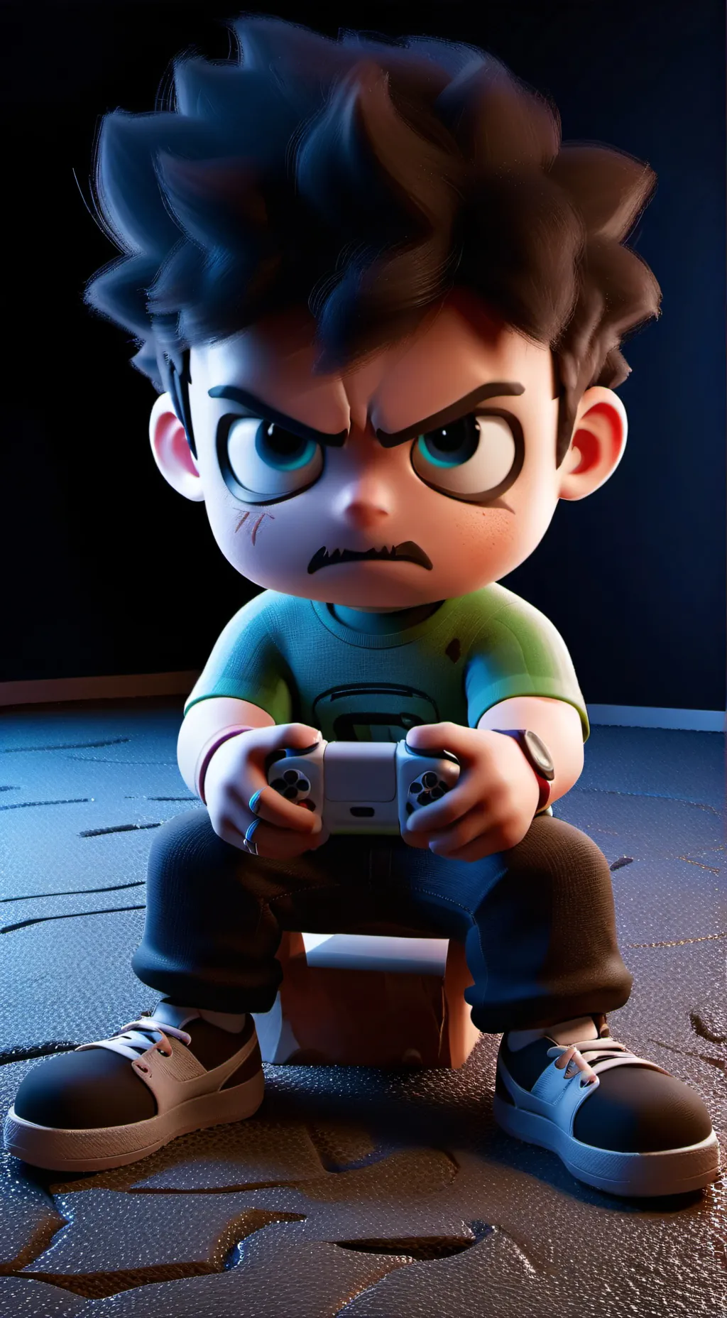 ai character: angry kid background