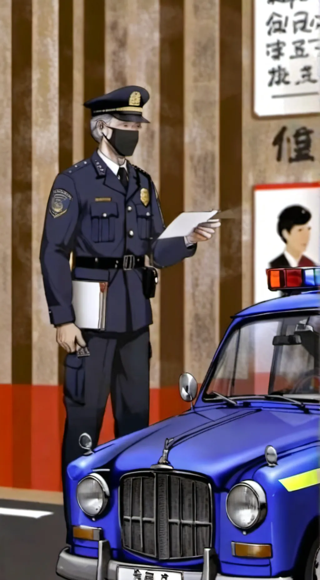 ai character: Police officer  background