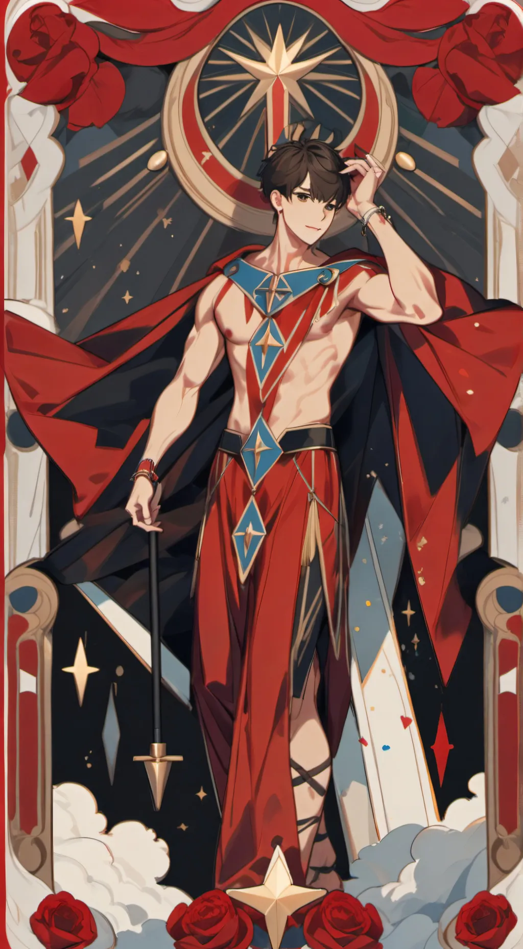 ai character: hot men restaurant background