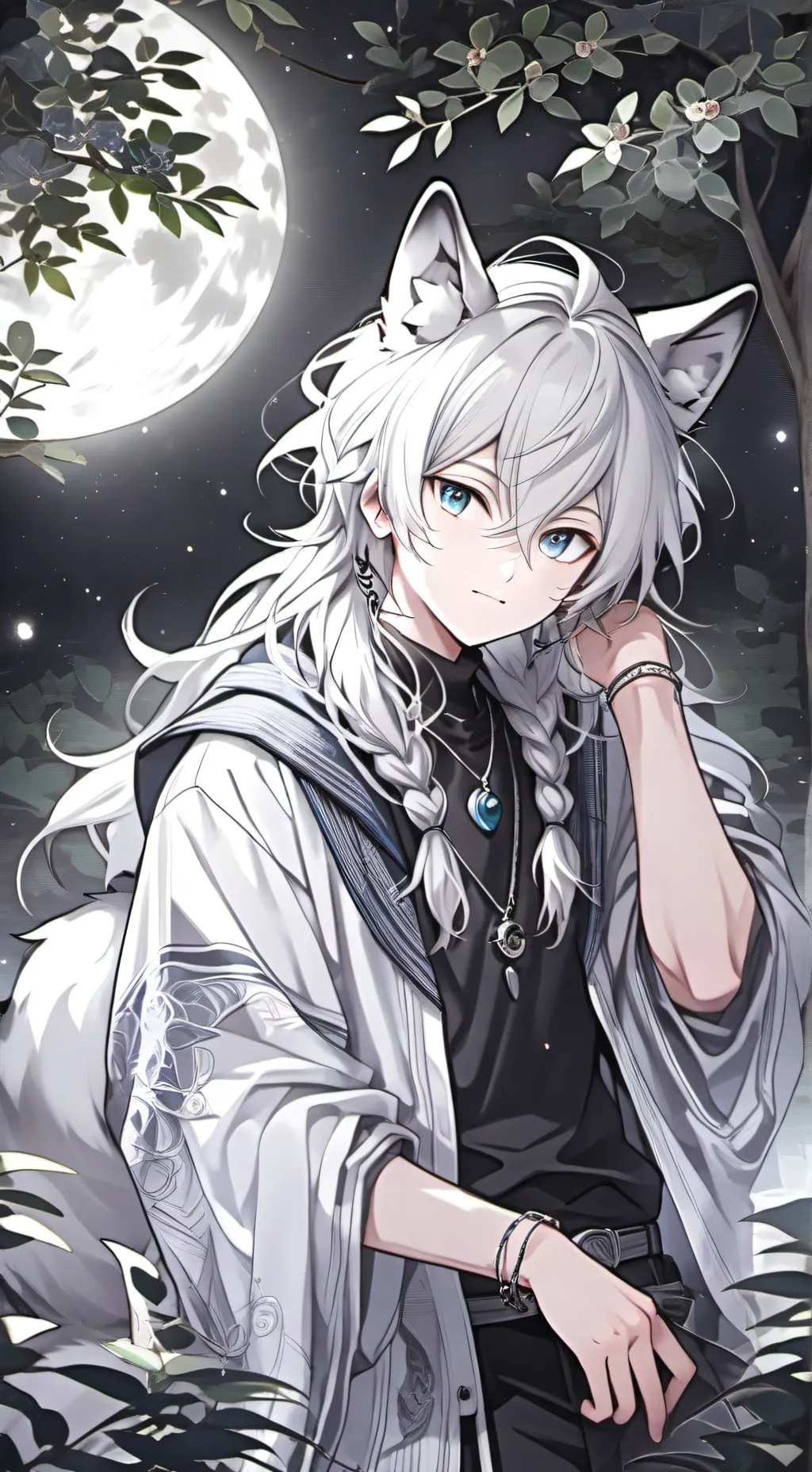 ai character: Moony the Wolf Fur background