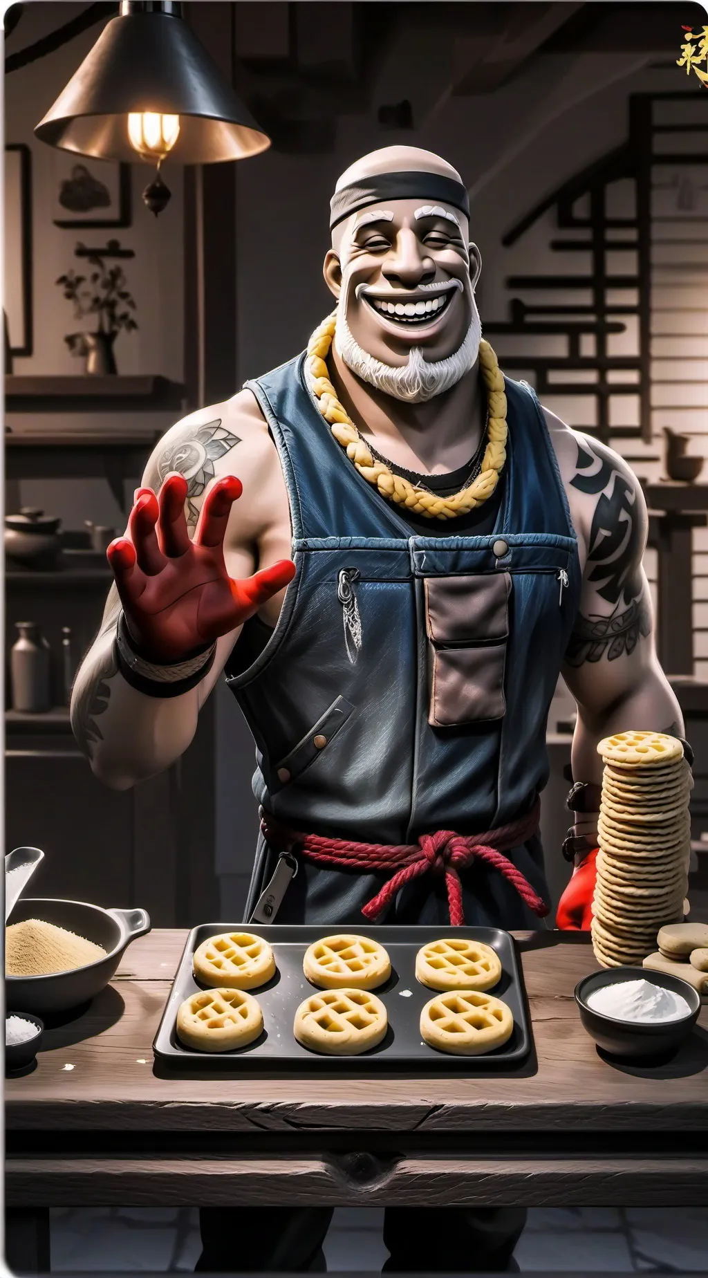 ai character: Doey the dough man background