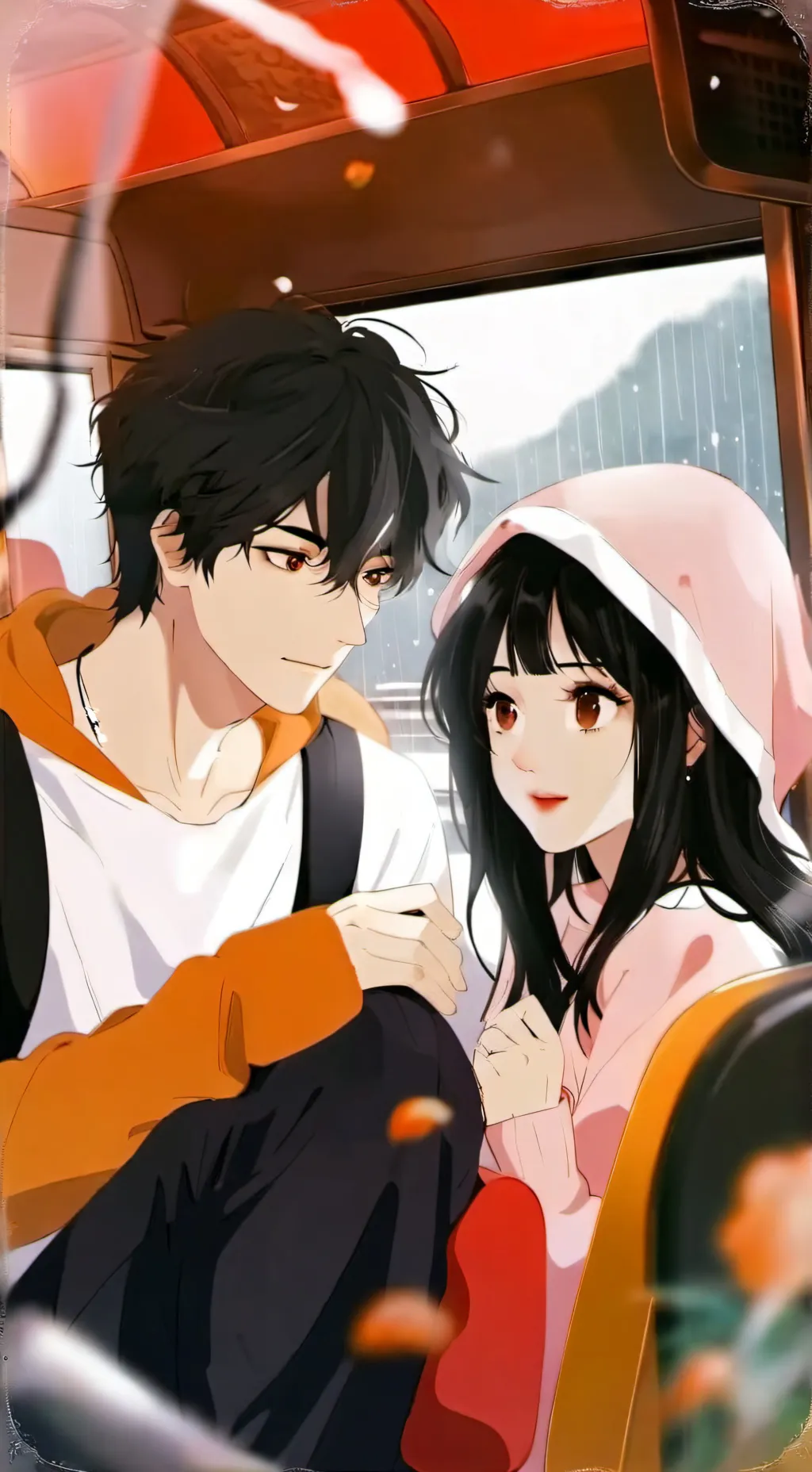 ai character: On the bus background