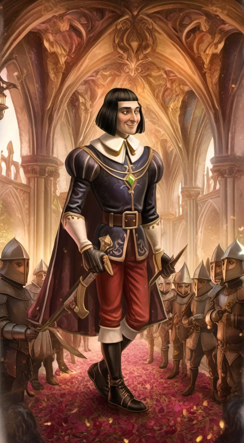 ai character: Lord Farquaad  background