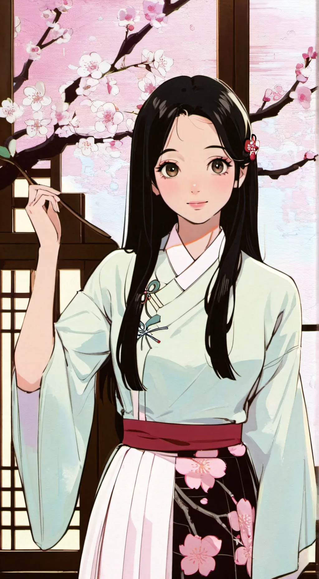 ai character: Sakura Momiji background