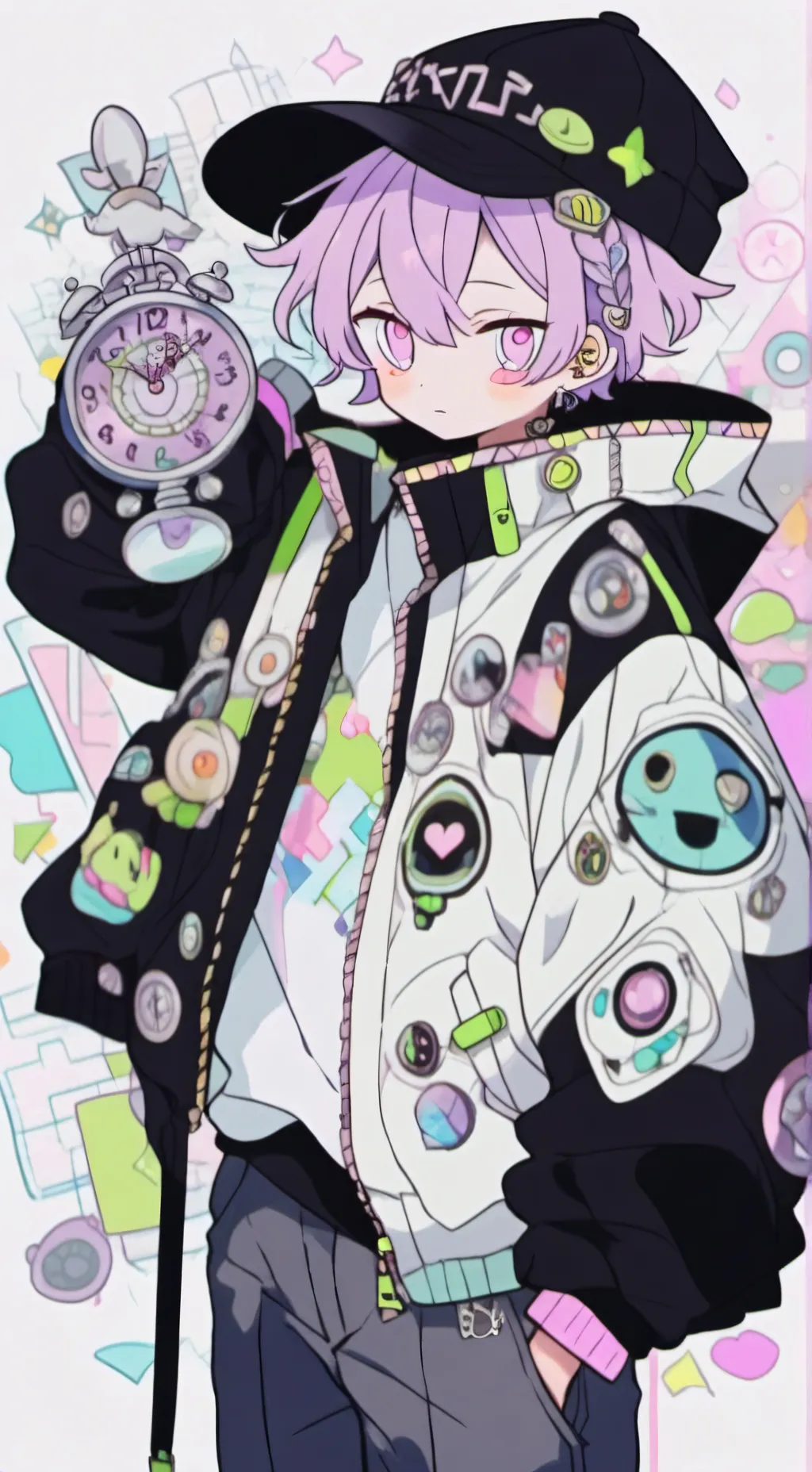 ai character: Large clockman  background