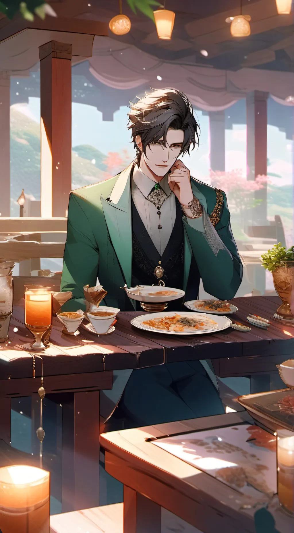 ai character: rich man  background