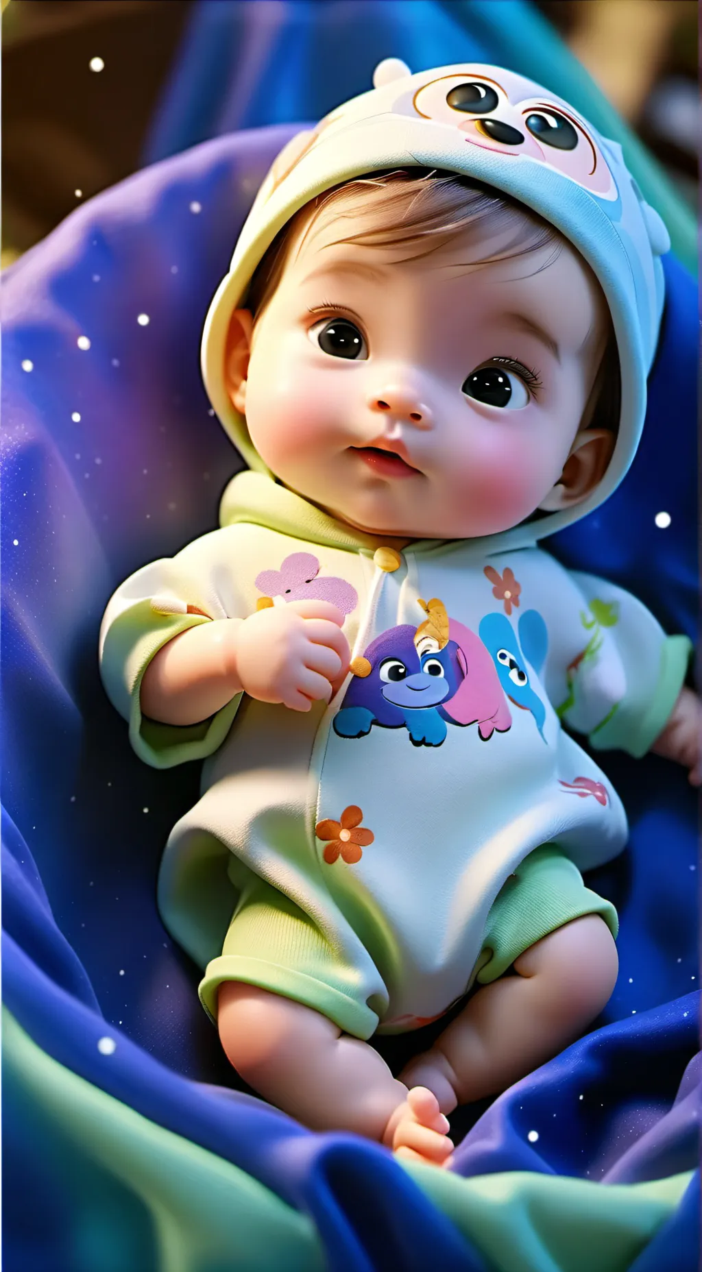 ai character: newborn baby  background