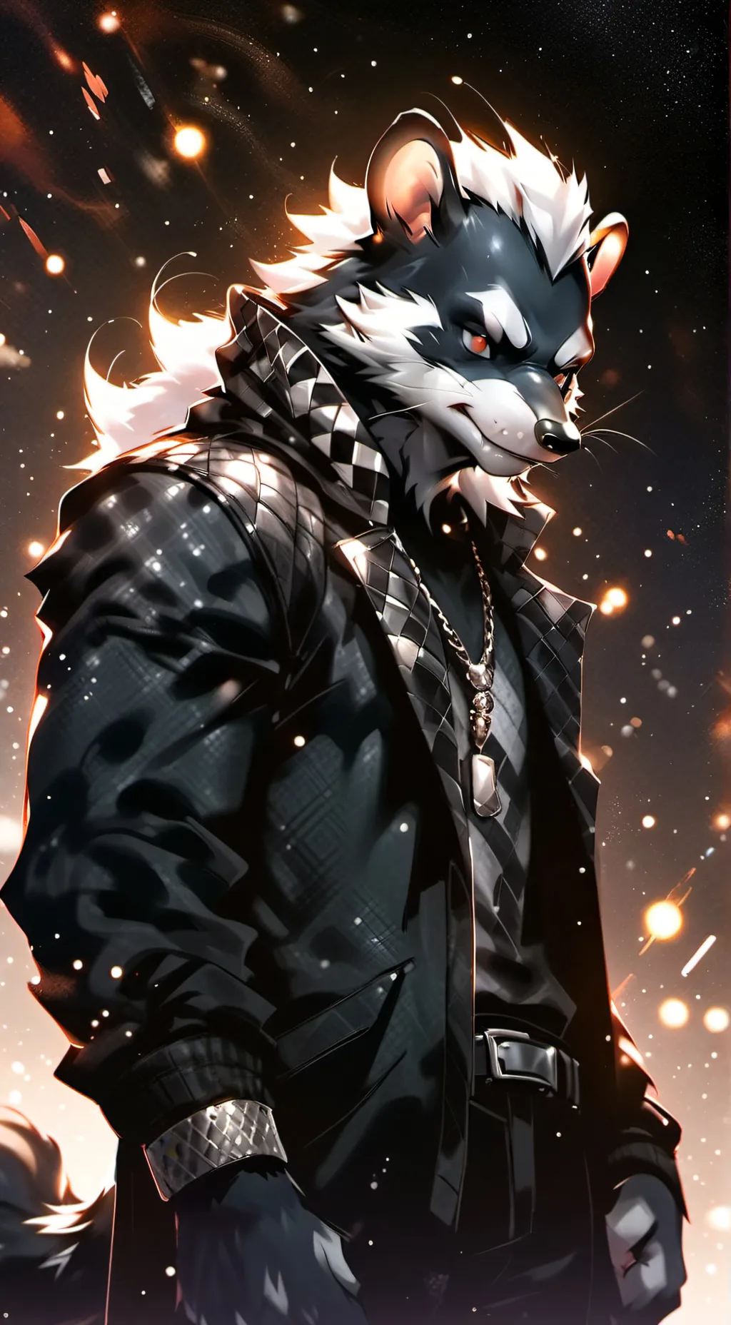 ai character: furry skunk background