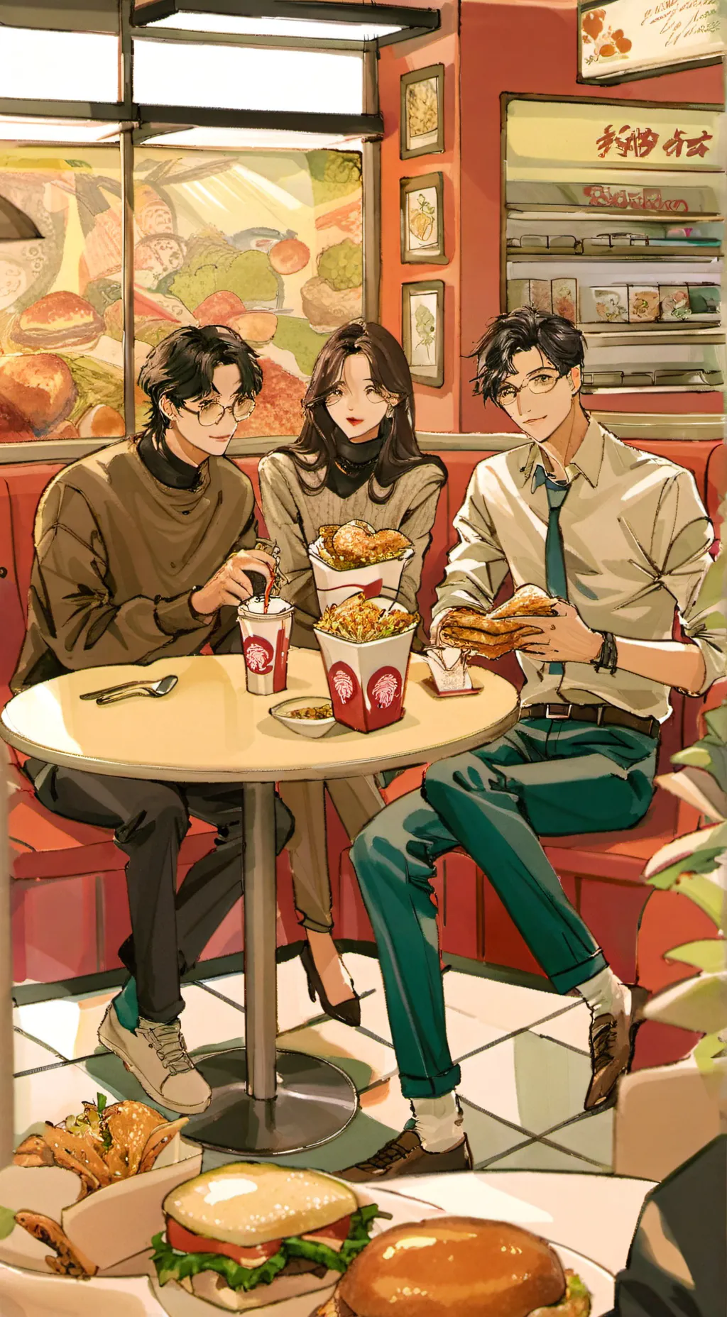 ai character: ch in kfc background