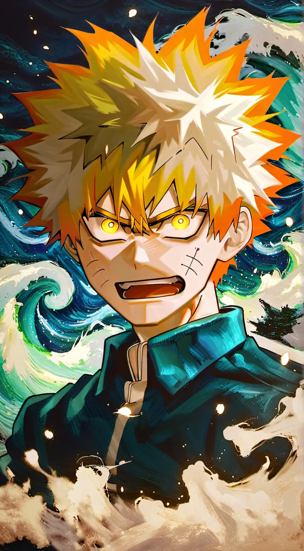 ai character: bakugo mad  background
