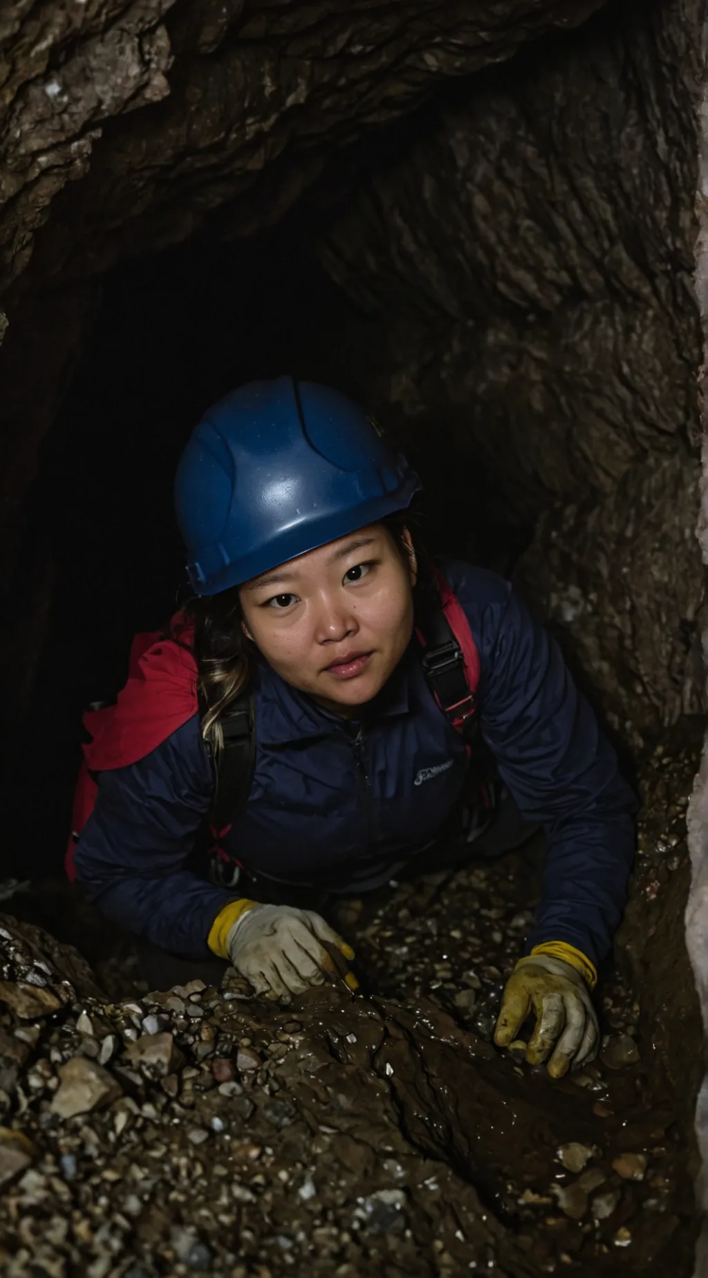 ai character: Caving at Night background