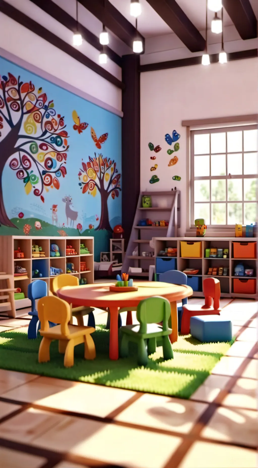 ai character: Kindergarten background